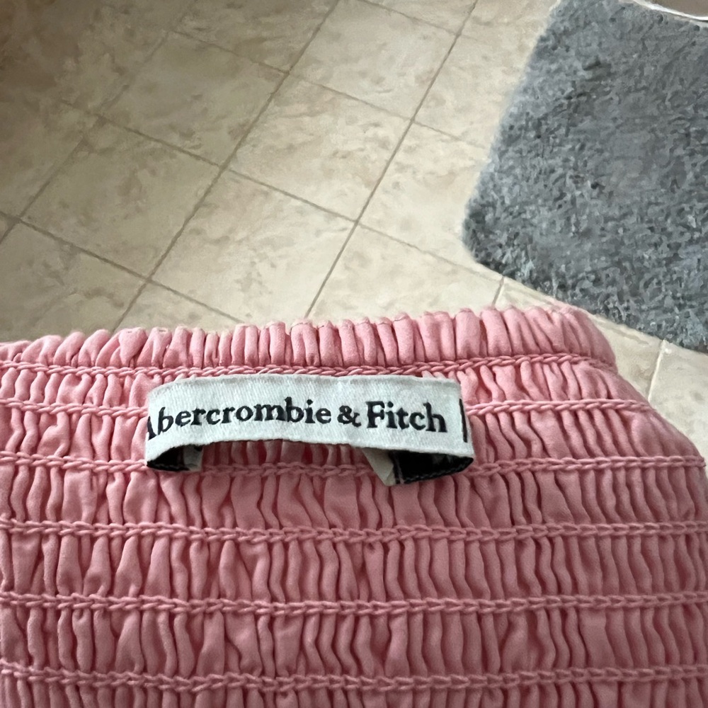 Abercrombie & Fitch Women’s Emerson Poplin Puff Sleeve Mini Dress Pink Sz L - Picture 3 of 8